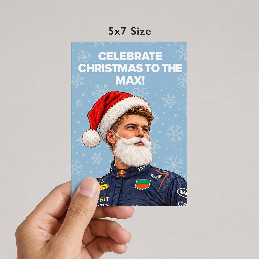 Celebrate Christmas To The Max! Max Verstappen Christmas Card by DropInkStudio