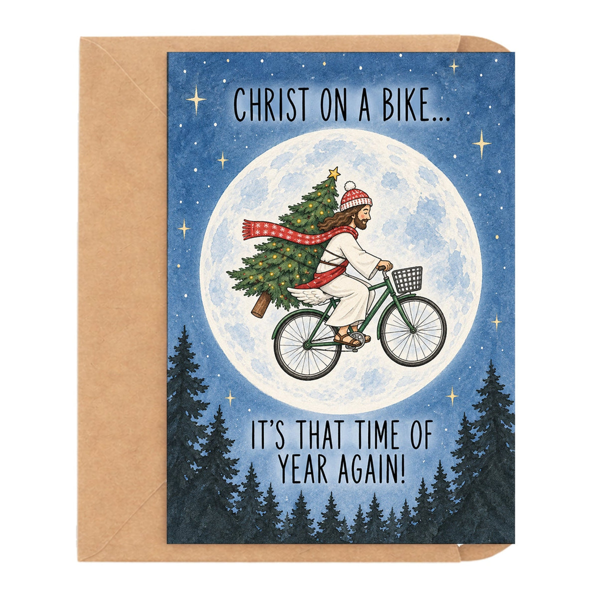 Christ On A Bike, It's That Time Of Year Again! Movie-Inspired Christmas Card by DropInkStudio