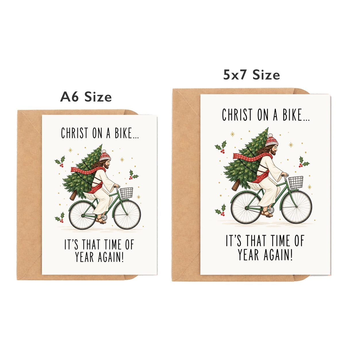 Christ On A Bike, It's That Time Of Year Again! Christmas Card by DropInkStudio