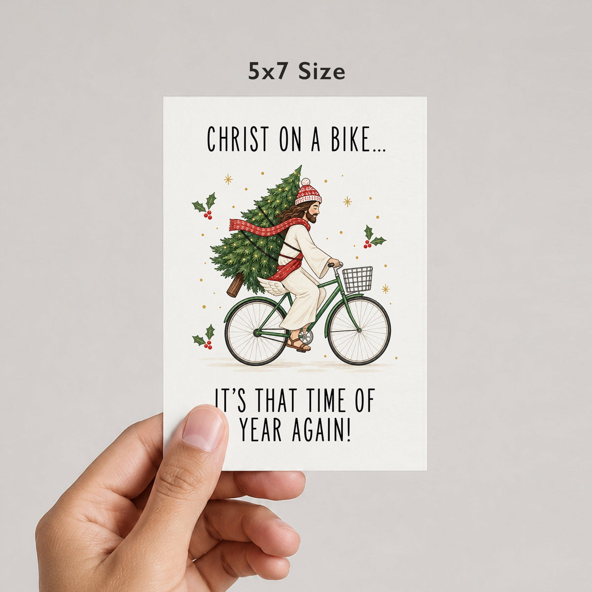 Christ On A Bike, It's That Time Of Year Again! Christmas Card by DropInkStudio