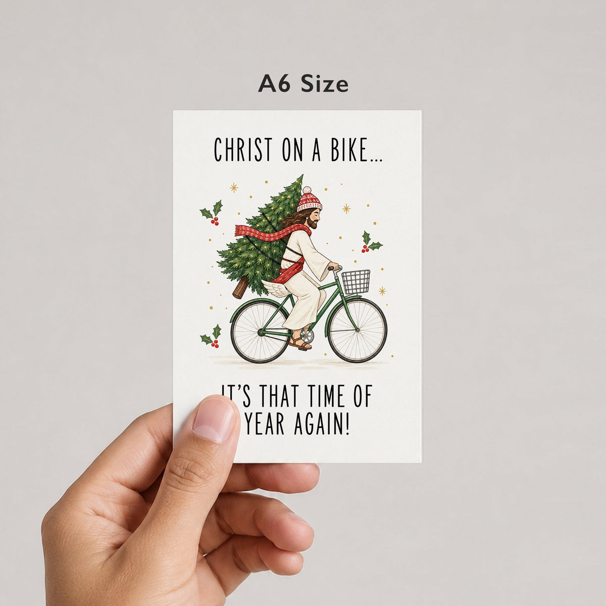 Christ On A Bike, It's That Time Of Year Again! Christmas Card by DropInkStudio