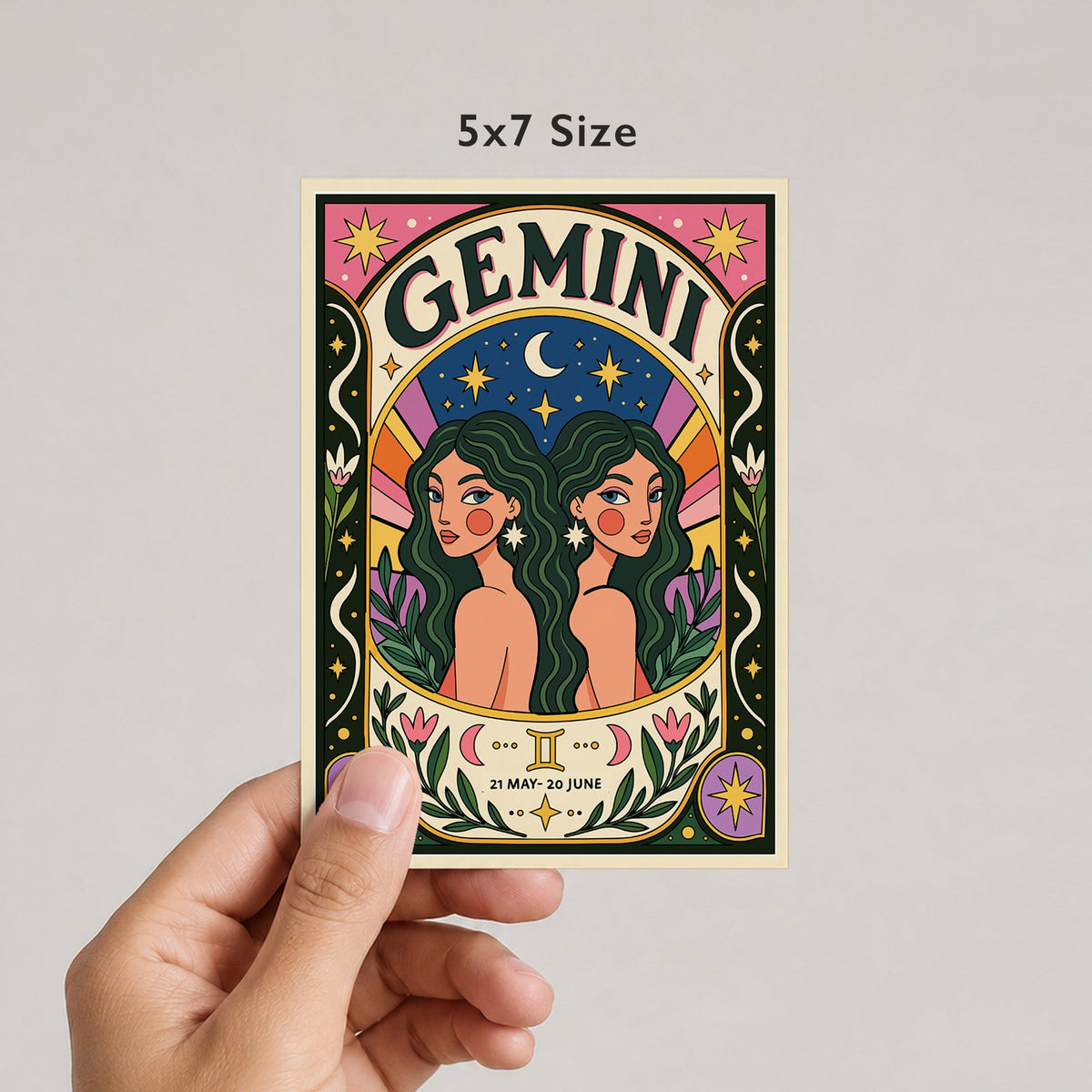 Gemini Zodiac Birthday Card by DropInkStudio