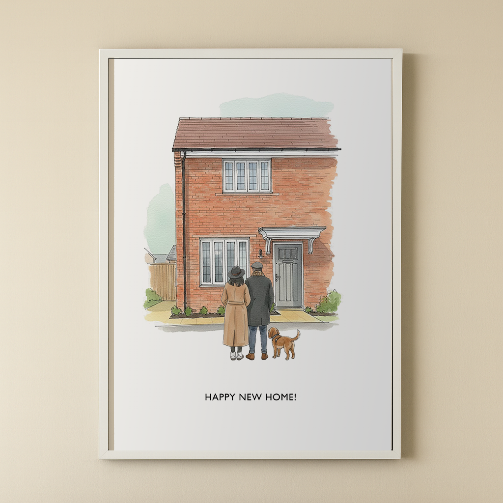 Personalised New Home Portrait Card & Print | Custom House Illustration