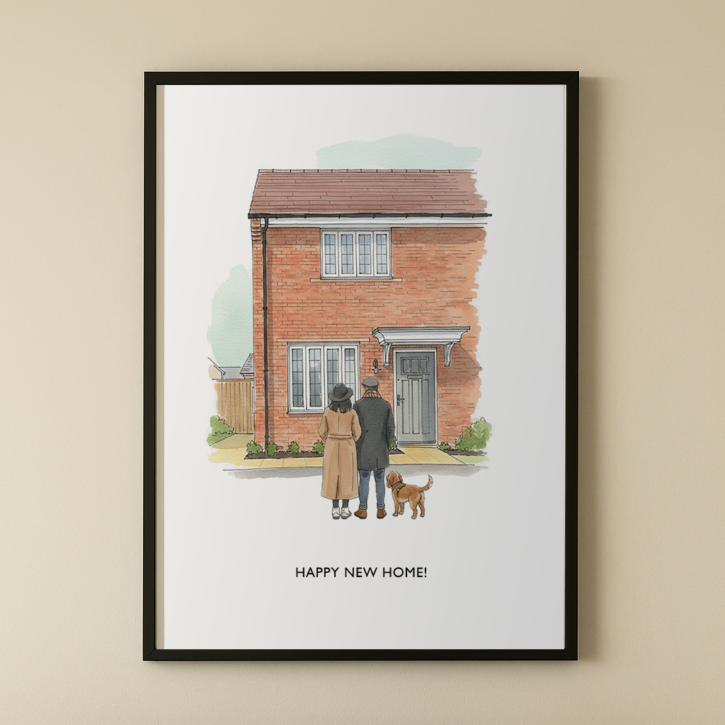 Personalised New Home Portrait Card & Print | Custom House Illustration