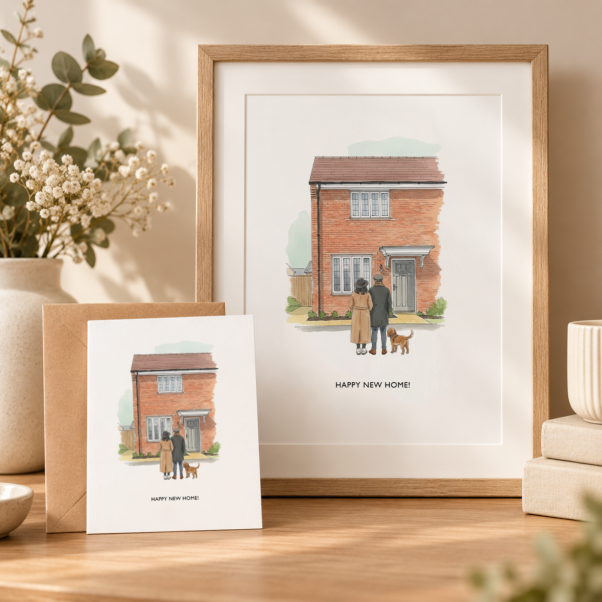 Personalised New Home Portrait Card & Print | Custom House Illustration