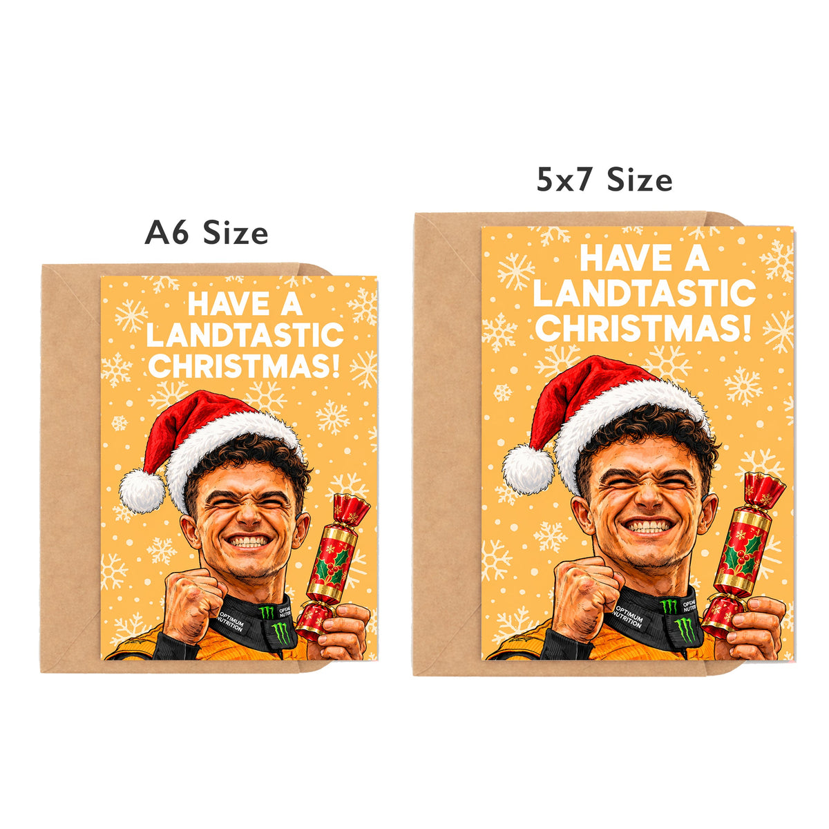 Have A Landtastic Christmas! Lando Norris Christmas Card by DropInkStudio