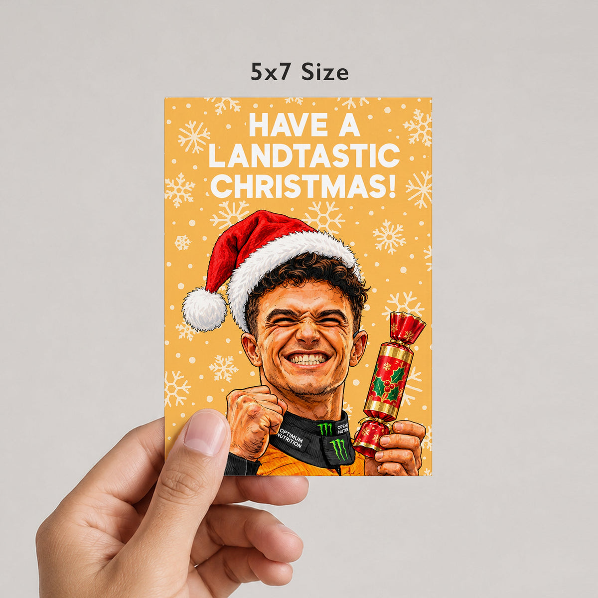 Have A Landtastic Christmas! Lando Norris Christmas Card by DropInkStudio