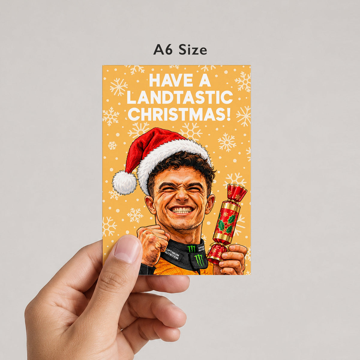 Have A Landtastic Christmas! Lando Norris Christmas Card by DropInkStudio