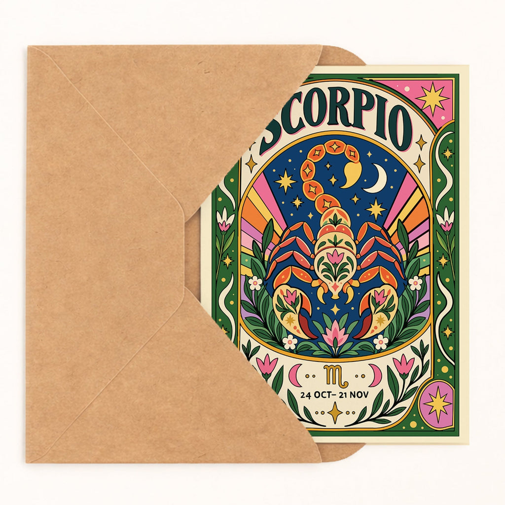 Scorpio Zodiac Birthday Card by DropInkStudio