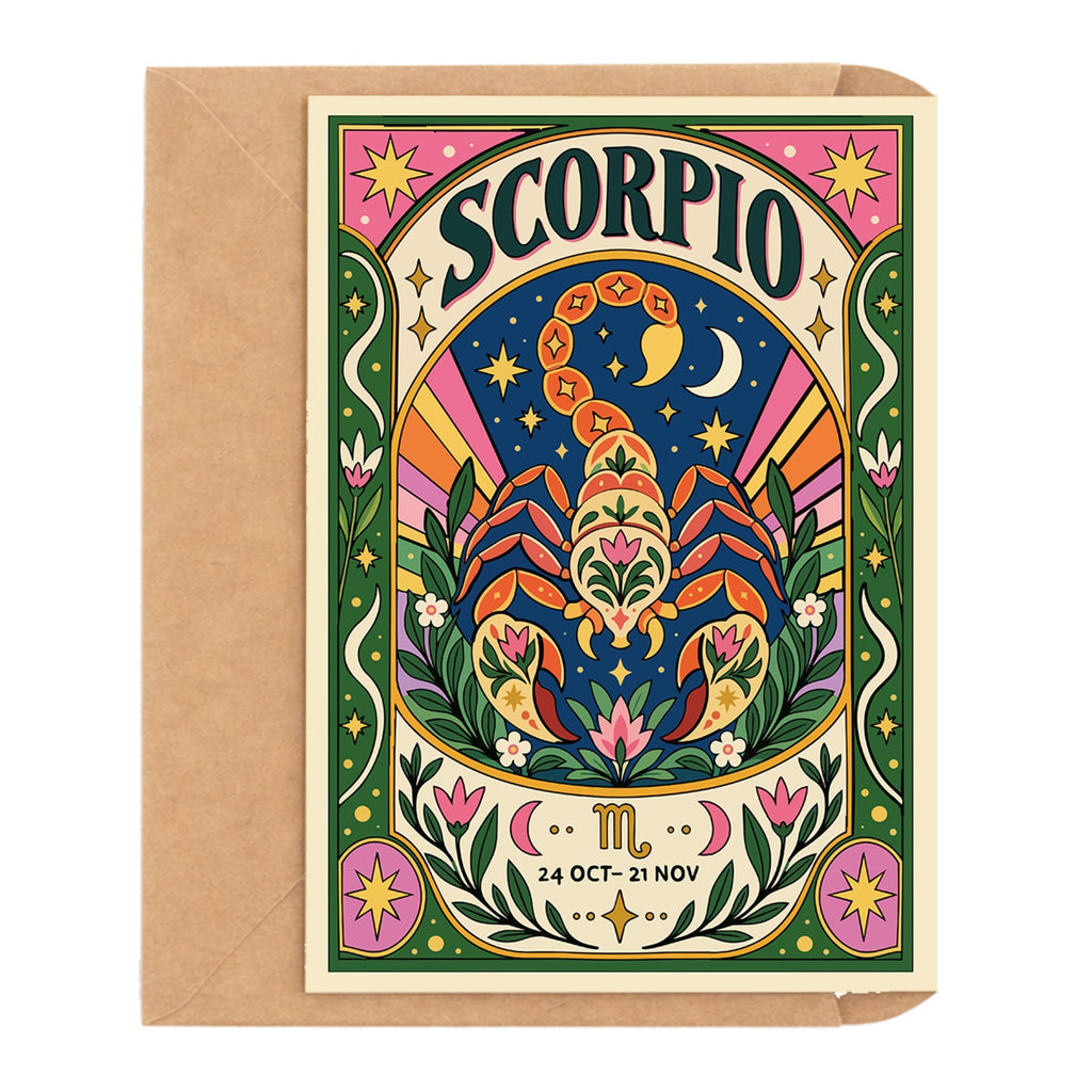 Scorpio Zodiac Birthday Card by DropInkStudio