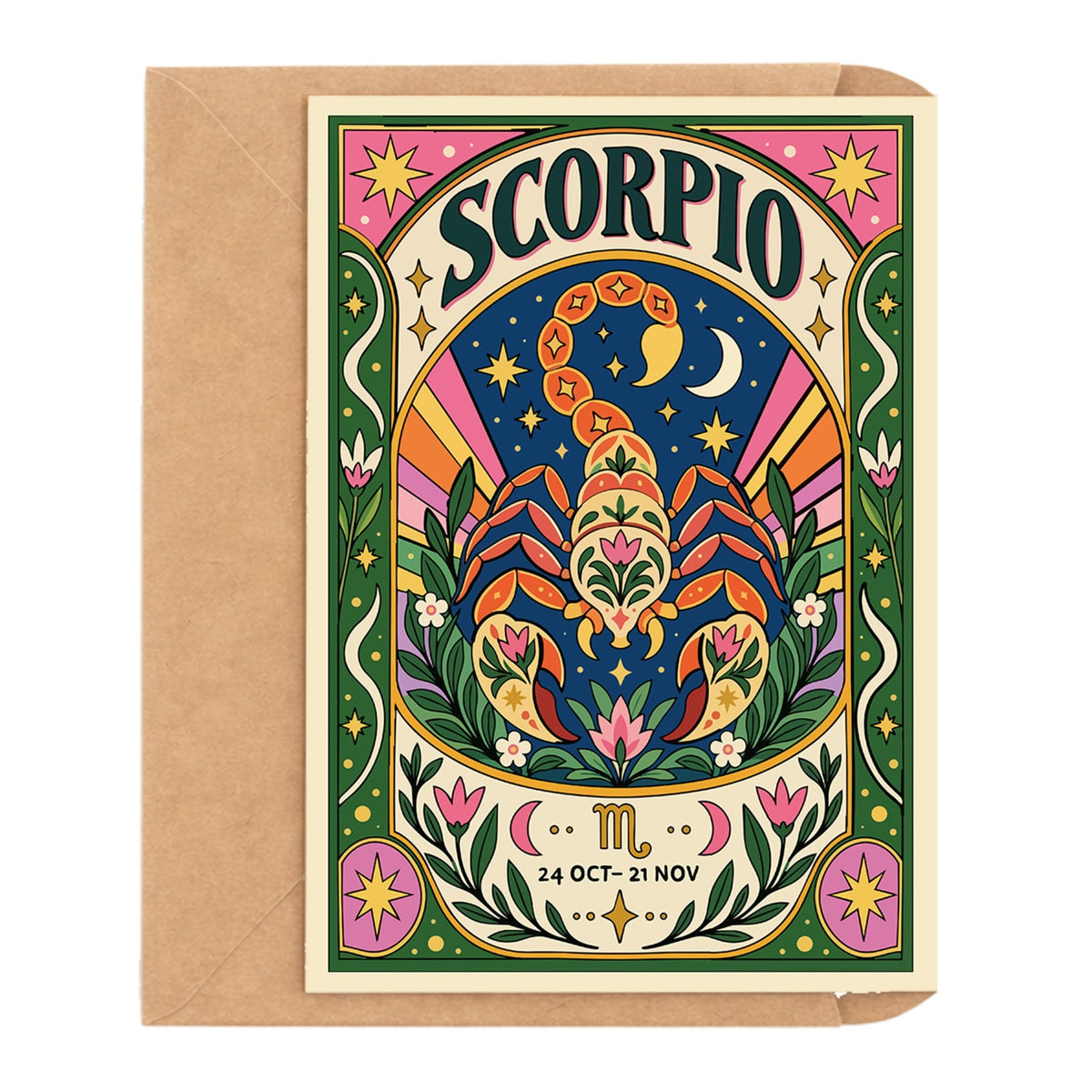 Scorpio Zodiac Birthday Card by DropInkStudio