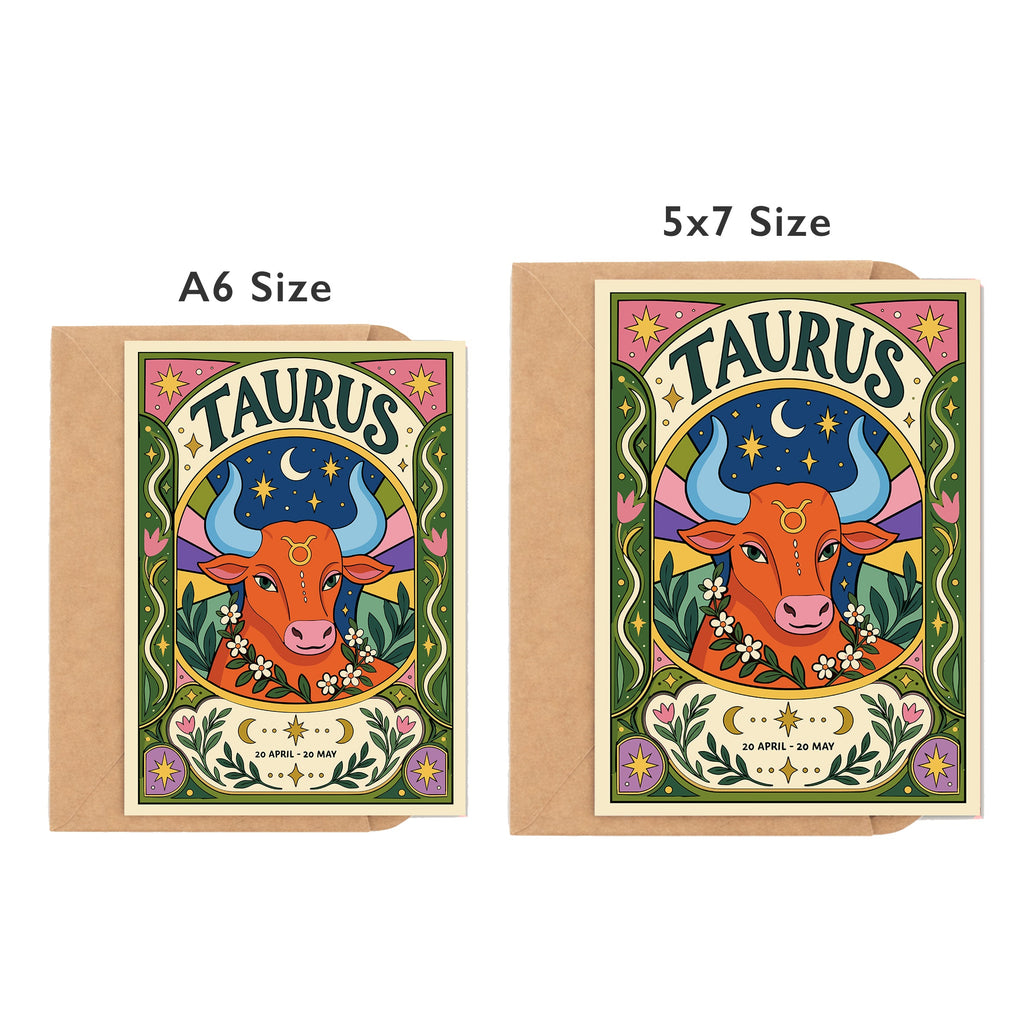Taurus Zodiac Birthday Card by DropInkStudio
