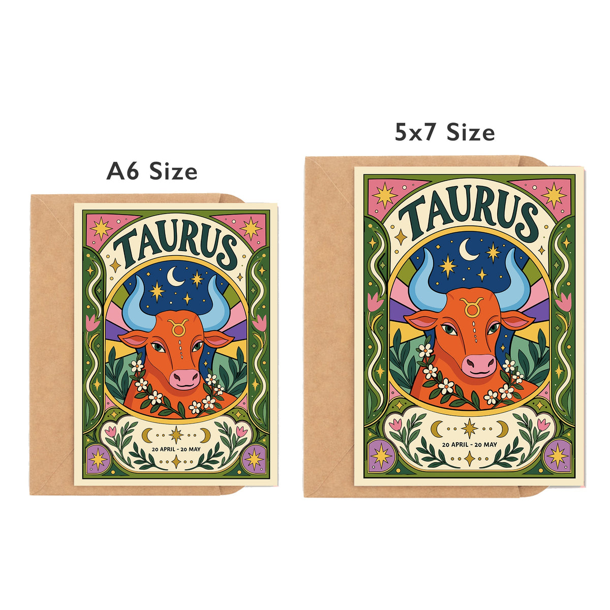 Taurus Zodiac Birthday Card by DropInkStudio
