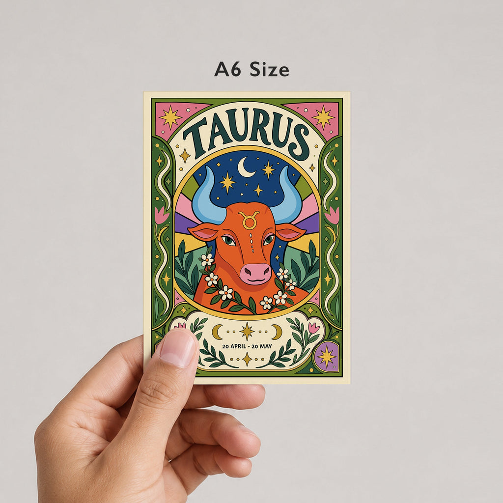 Taurus Zodiac Birthday Card by DropInkStudio