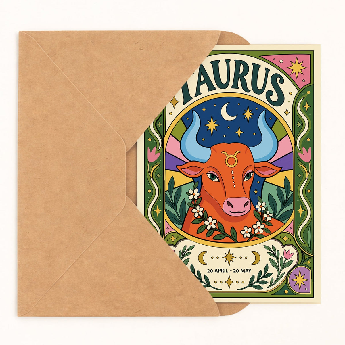 Taurus Zodiac Birthday Card by DropInkStudio