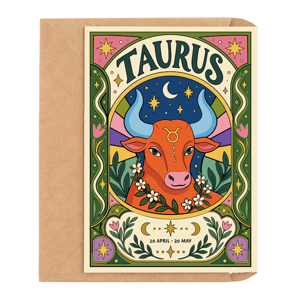 Taurus Zodiac Birthday Card by DropInkStudio