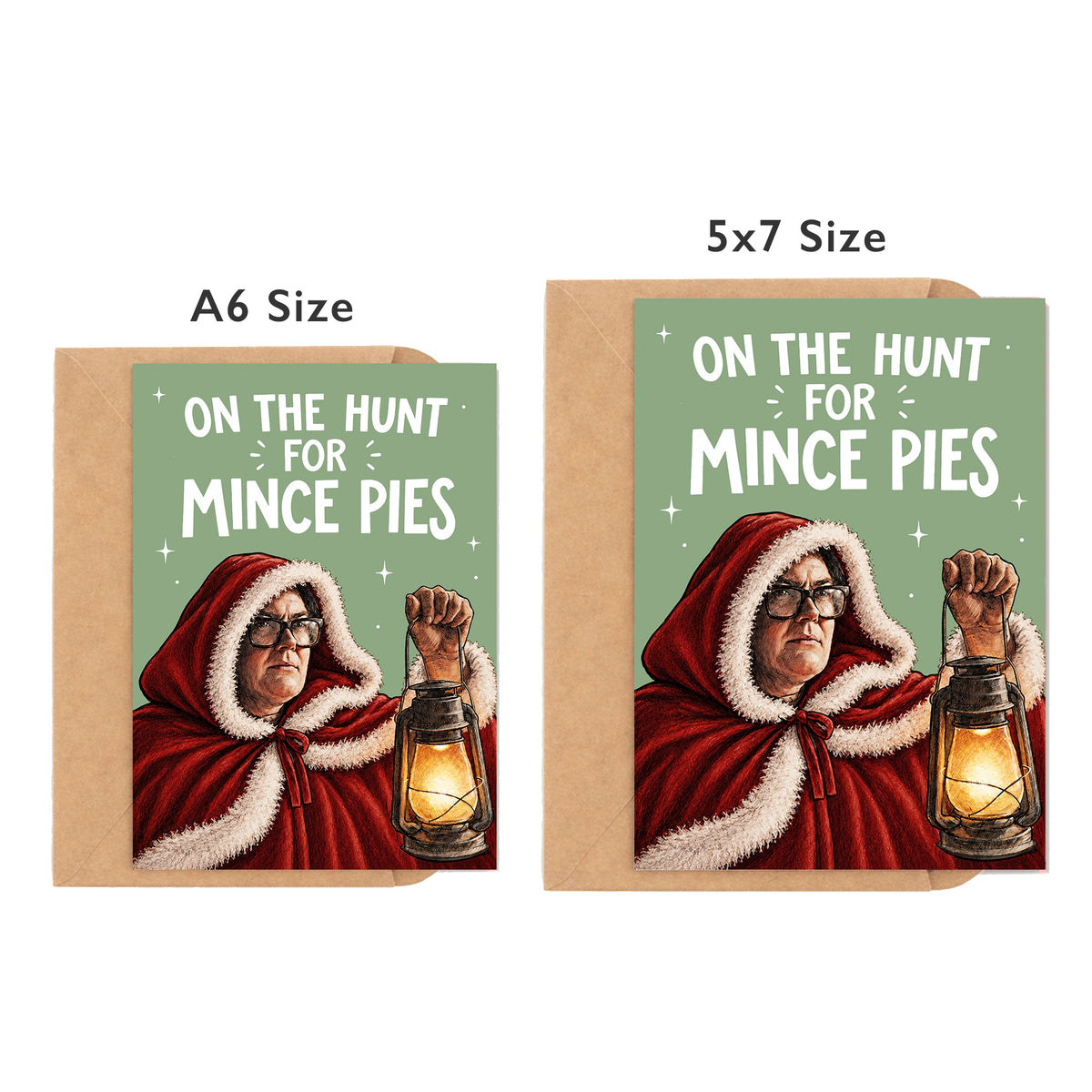 On The Hunt For Mince Pies, Alan Carr Traitors Christmas Card by DropInkStudio