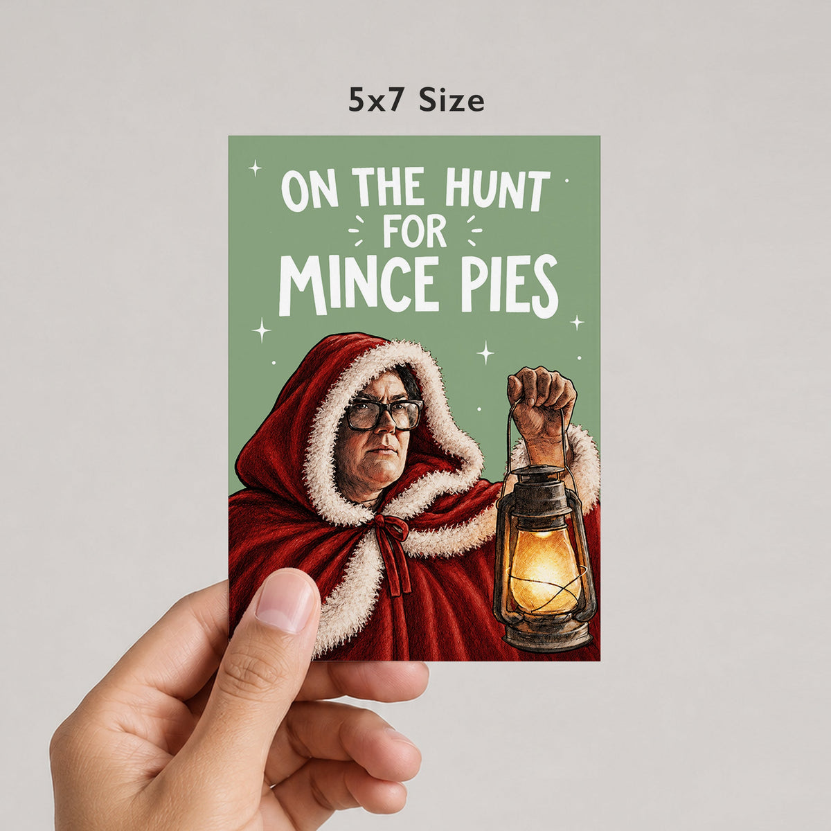On The Hunt For Mince Pies, Alan Carr Traitors Christmas Card by DropInkStudio