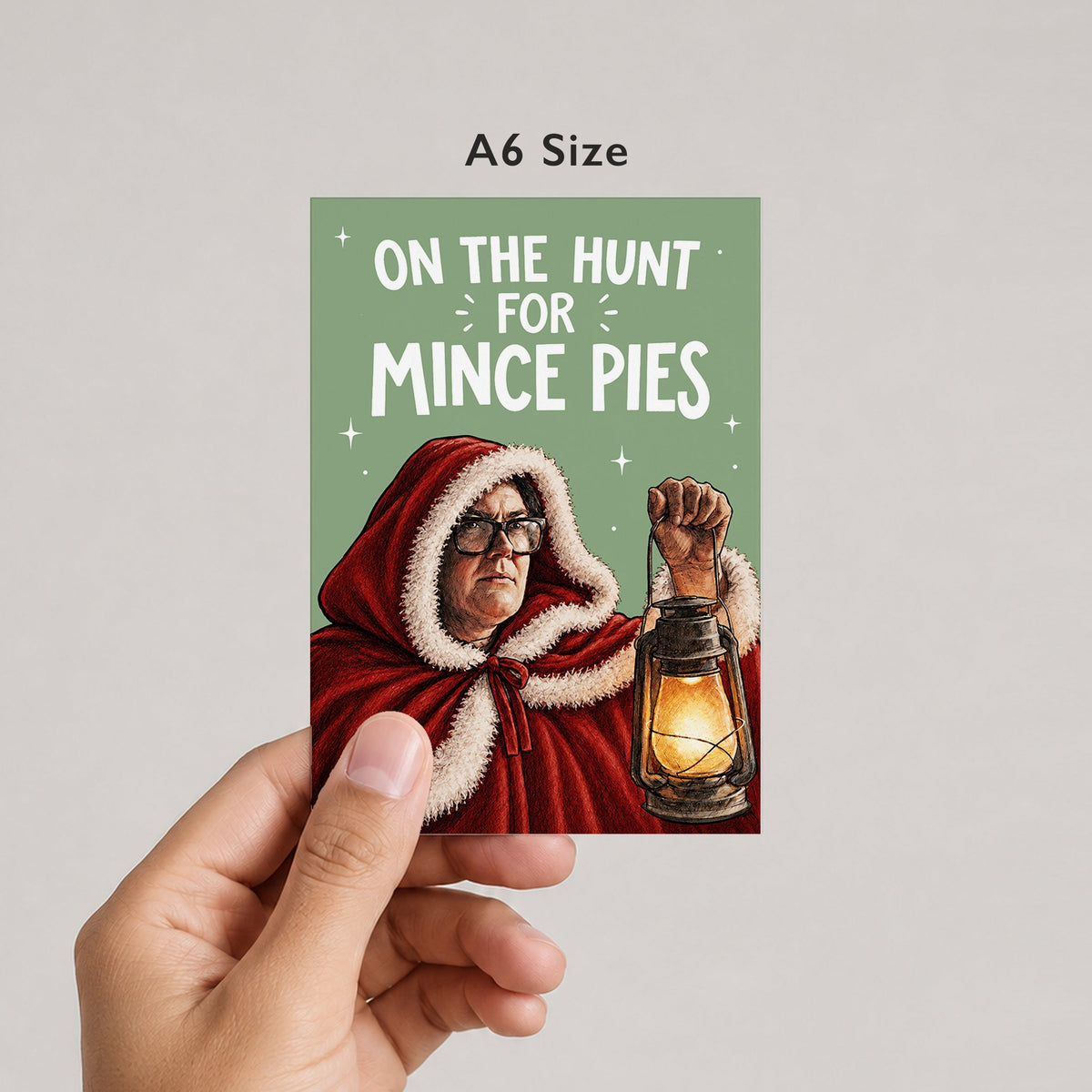 On The Hunt For Mince Pies, Alan Carr Traitors Christmas Card by DropInkStudio