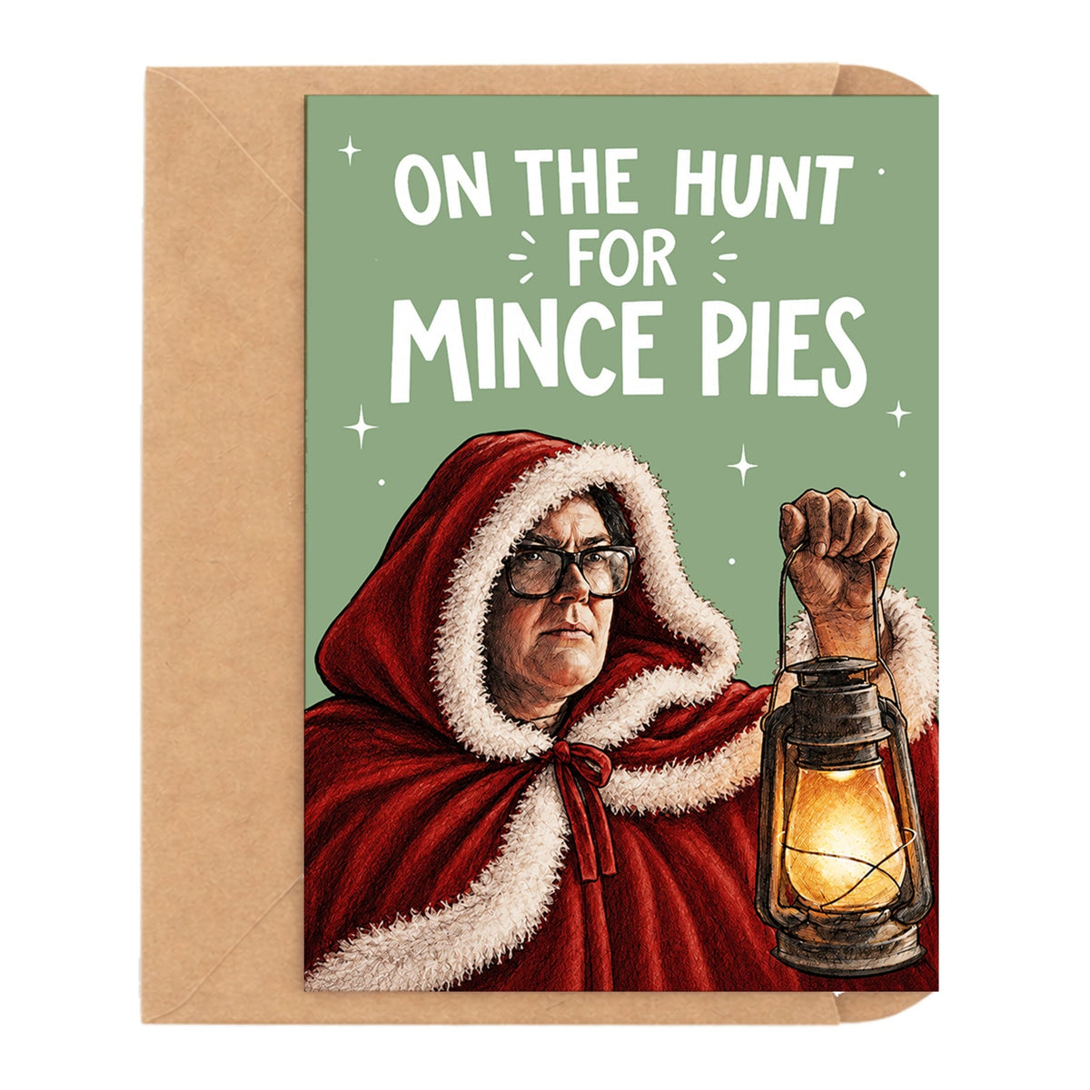 On The Hunt For Mince Pies! Alan Carr Traitors Christmas Card by DropInkStudio