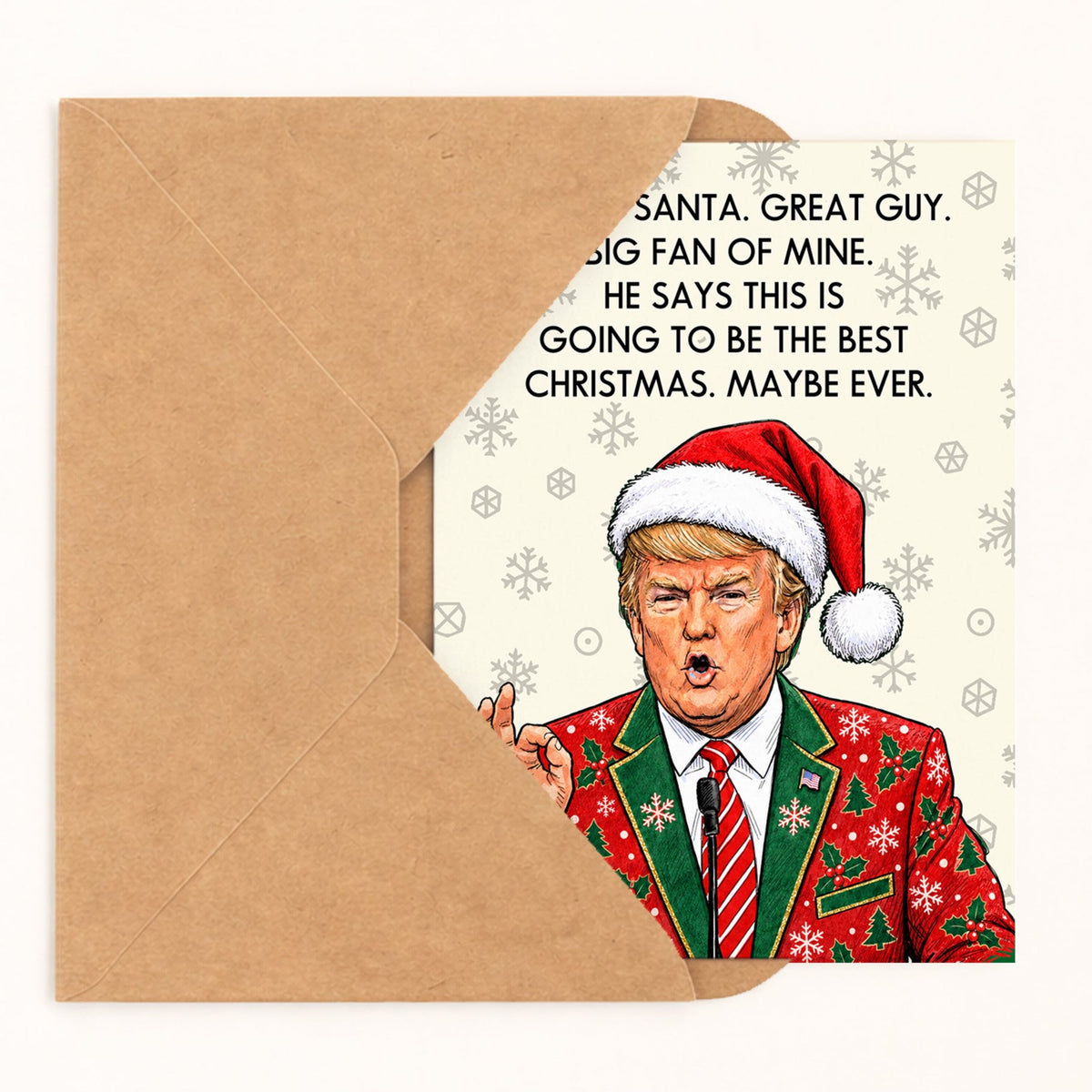 I Know Santa. Great Guy! Trump Christmas Card, Donald Trump inspired design by DropInkStudio
