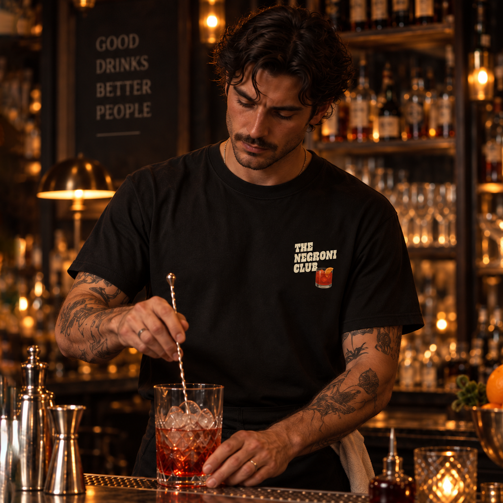 The Negroni Club T-Shirt, Negroni inspired design by DropInkStudio